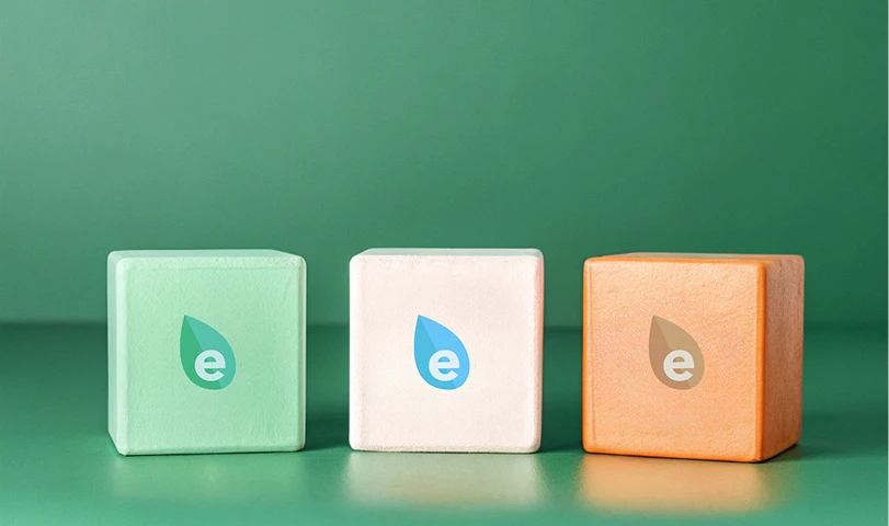 Illustration des options de température Ecolotrans : trois boîtes (verte, blanche, orange) avec le logo.