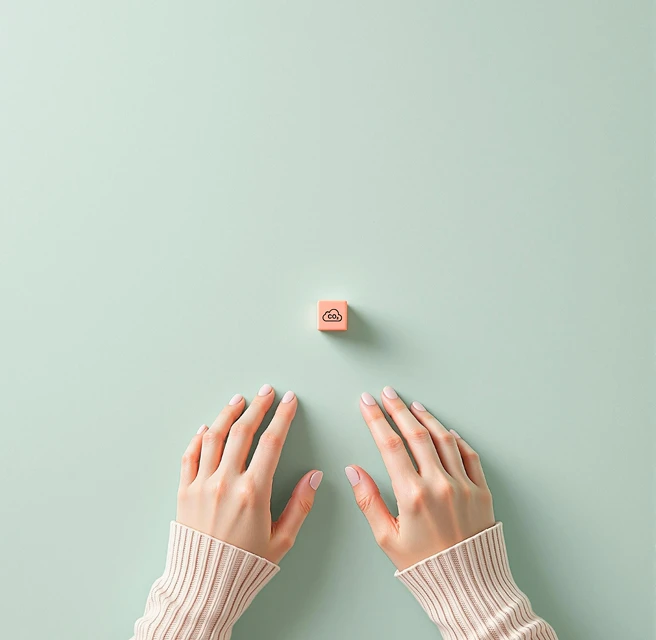 Image symbolique de mains approchant une icône CO2, représentant la réduction des émissions de carbone.